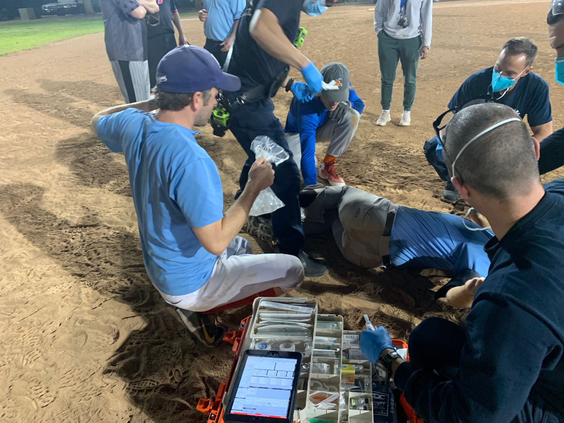 Ice, gauze, and a supportive teammate.