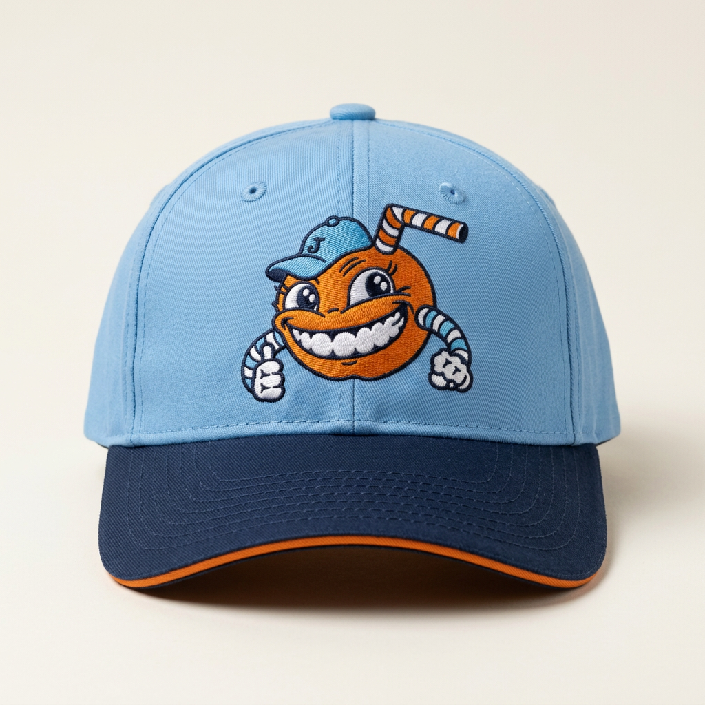 Powder-blue Juice cap with the official mascot logo